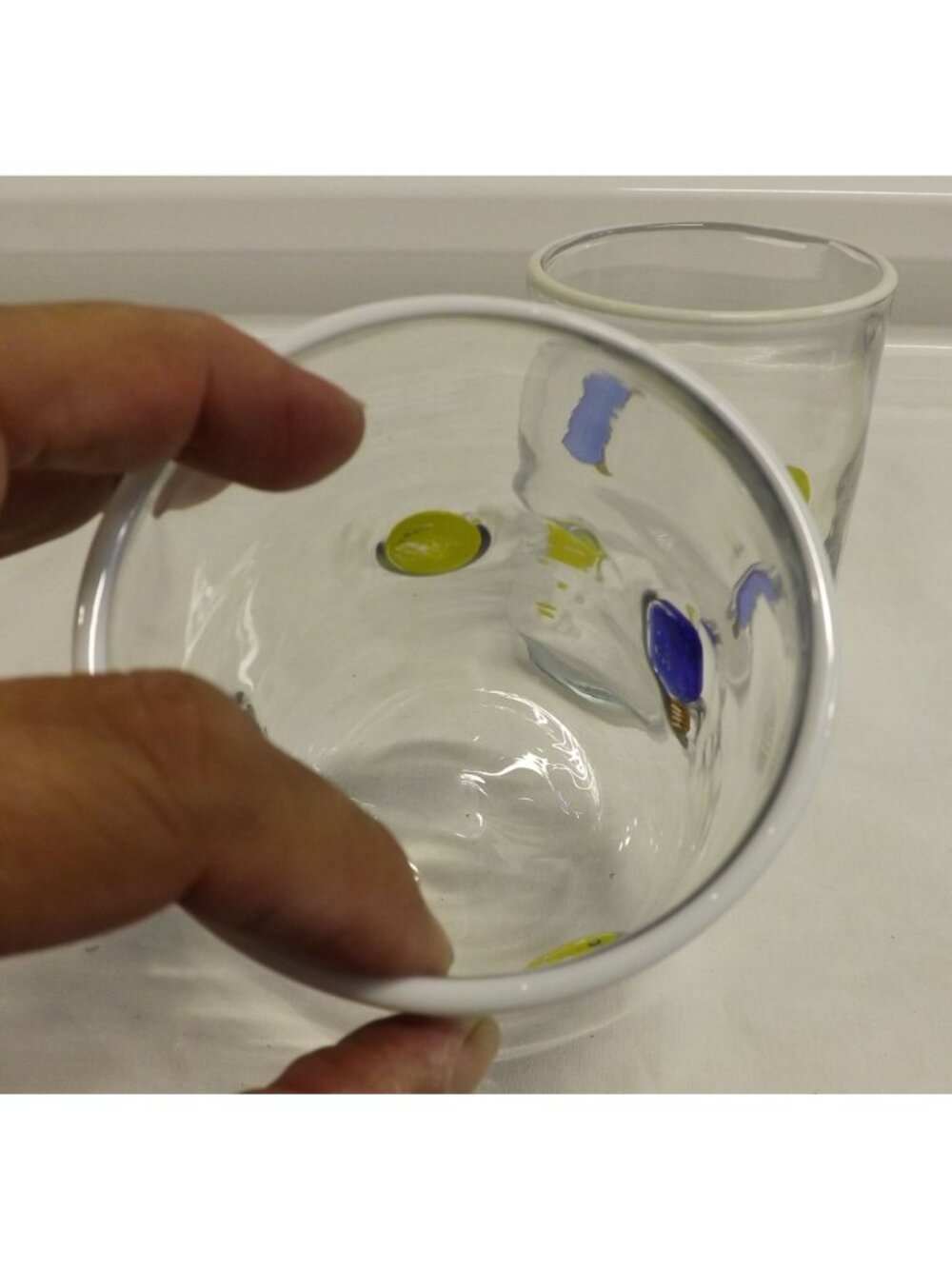 Anthropologie Pickleball Icon Juice 2 Glasses Handmade Glass Raised Paddle Ball - Picture 8 of 9